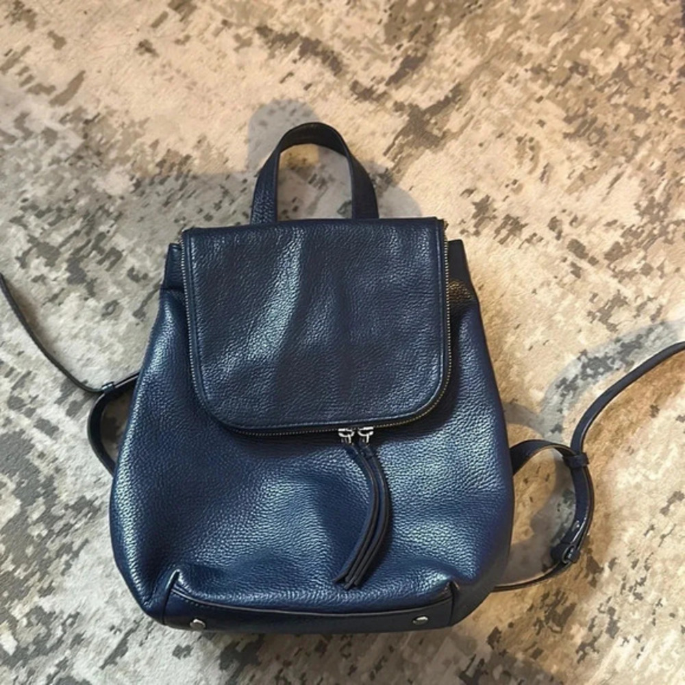 Banana Republic Blue Pebble Leather Backpack EUC